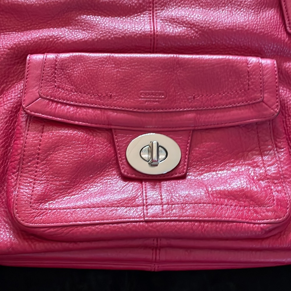 Red all leather tote! - Picture 3 of 7